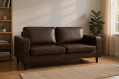 Box Brown Leather 3 Seater Sofa