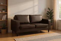 Box Brown Leather 2 Seater Sofa