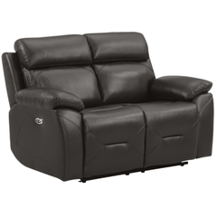 Renato Genuine Leather Grey Electric Power Recliner 2 Seater