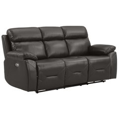 Renato Genuine Leather Grey Electric Power Recliner 3 Seater