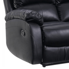 Roma Black Leather Manual Recliner 2+1+1 Seater Sofa Set