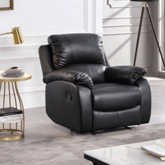 Roma Black Leather Manual Recliner 3+1+1 Seater Sofa Set