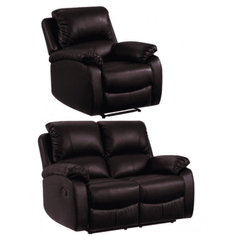 Roma Brown Leather Manual Recliner 2+1 Seater Sofa Set