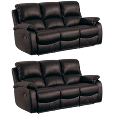 Roma Brown Leather Manual Recliner 3+3 Seater Sofa Set