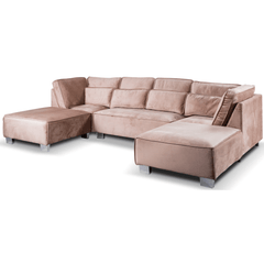 Sloane U Shape Mink Velvet Corner Sofa