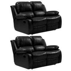 Valencia Black Leather Manual Recliner 2+2 Seater Sofa Set