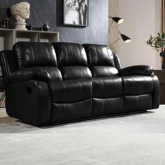 Valencia Black Leather Manual Recliner 3+2 Seater Sofa Set