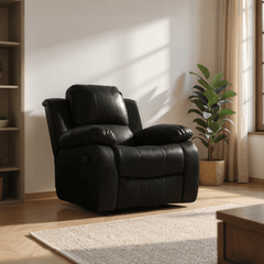 Valencia Black Leather Manual Recliner 3+1+1 Seater Sofa Set