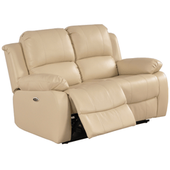 Valencia Cream Leather Electric Recliner 2 Seater Sofa