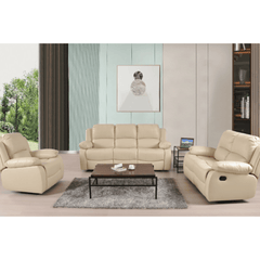 Valencia Cream Leather Manual Recliner 3+2+1 Seater Sofa Set