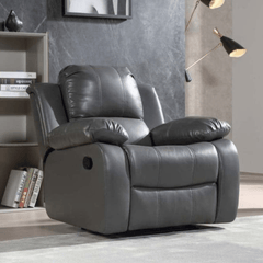 Valencia Grey Leather Manual Recliner 3+2+1 Seater Sofa Set