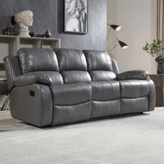 Valencia Grey Leather Manual Recliner 3+2+1 Seater Sofa Set