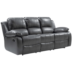 Valencia Grey Leather Manual Recliner 3+3 Seater Sofa Set