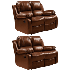 Valencia Tan Leather Manual Recliner 2+2 Seater Sofa Set