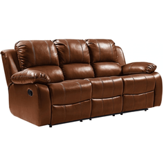 Valencia Tan Leather Manual Recliner 3+3 Seater Sofa Set