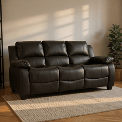 Valerie Black Leather 3 Seater Sofa