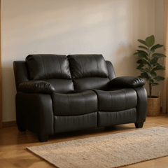 Valerie Black Leather 2 Seater Sofa