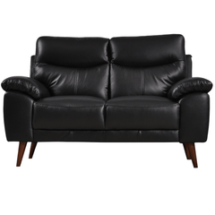 Vantage Genuine Leather Black 2 Seater Sofa