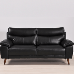 Vantage Genuine Leather Black 3 Seater Sofa