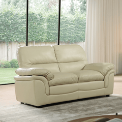 Verona Cream Leather 2 Seater Sofa