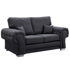 Verona High Back Black Fabric 2 Seater Sofa