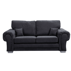Verona High Back Black Fabric 3 Seater Sofa
