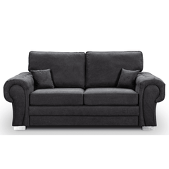Verona High Back Black Fabric 3 Seater Sofa Bed