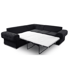 Verona High Back Black Fabric Corner Sofa Bed