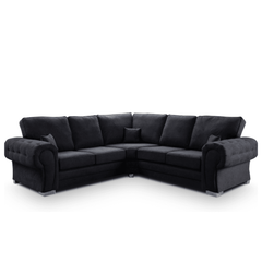Verona High Back Black Fabric Corner Sofa Bed
