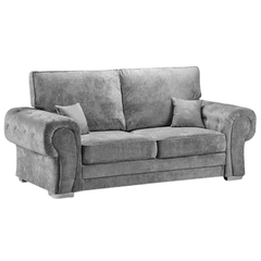 Verona High Back Grey Fabric 3 Seater Sofa