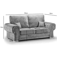 Verona High Back Grey Fabric 3 Seater Sofa