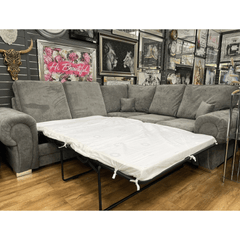 Verona High Back Grey Fabric Corner Sofa Bed