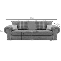 Verona Scatter Grey Fabric 4 Seater Sofa