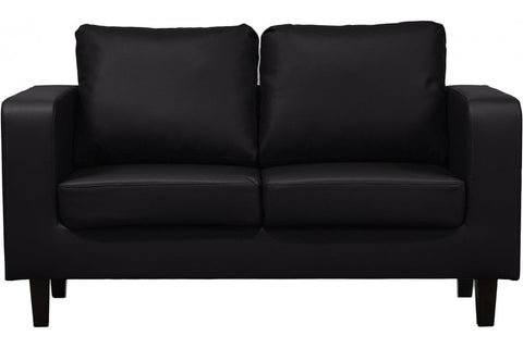 Box Black Leather 2 Seater Sofa