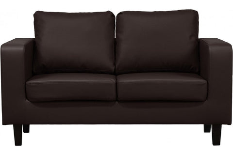 Box Brown Leather 2 Seater Sofa