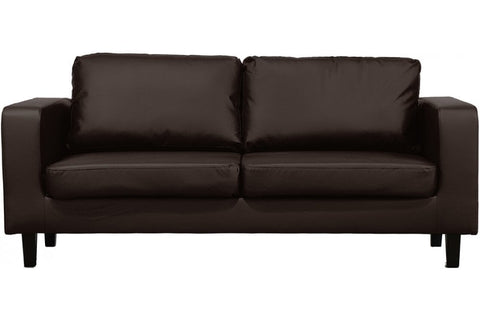 Box Brown Leather 3 Seater Sofa