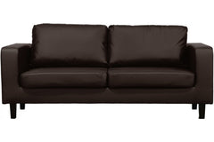 Box Brown Leather 3 Seater Sofa