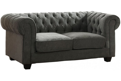 Chesterfield Grey Fabric 2 Seater Sofa