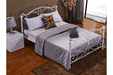 Florence White   Metal King Bed