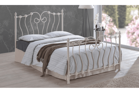 Isabella Ivory Metal King Size Bed Frame