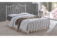 Isabella Ivory Metal King Size Bed Frame