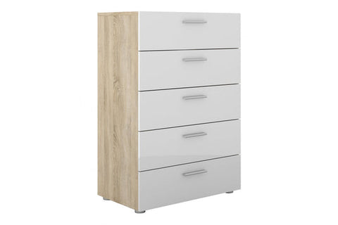 Pepe Chest of 5 Drawers in White