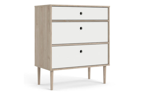 Rome Chest 3 Drawers in Jackson Hickory Oak with Matt White
