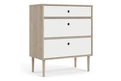 Rome Chest 3 Drawers in Jackson Hickory Oak with Matt White