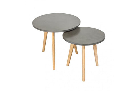 Hex Nest Of 2 Concrete Effect Tables
