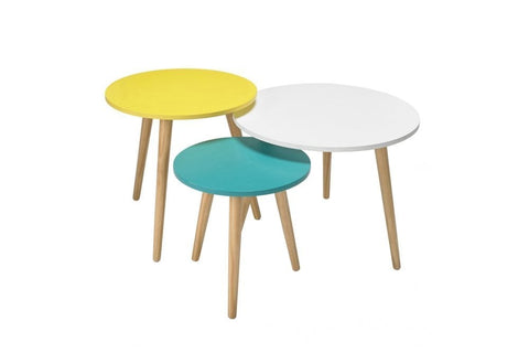 Hove Set of 3 Tables Oak with Pastel Tops