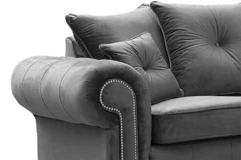 Olympia Grey Fabric Velvet 2 Seater Sofa