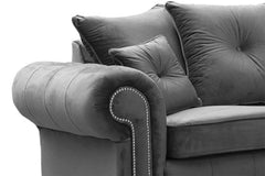 Olympia Grey Fabric Velvet 2 Seater Sofa