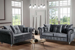 Olympia Grey Fabric Velvet 2 Seater Sofa