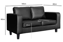 Box Black Leather 2 Seater Sofa